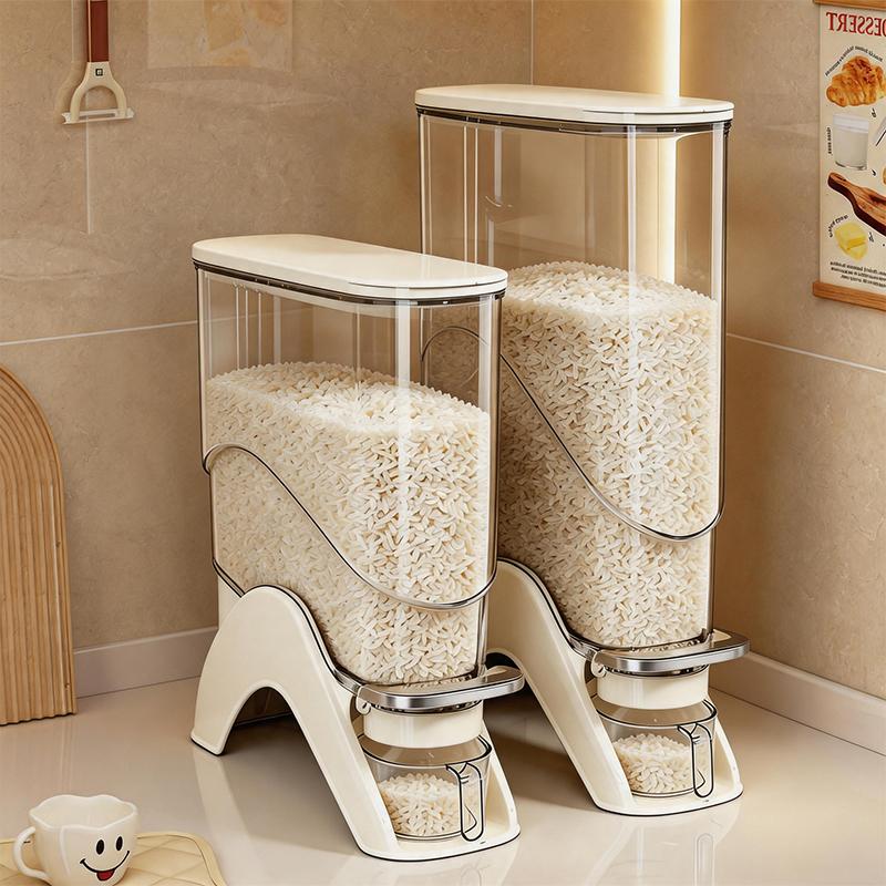 2026 New Press‑Type Rice Bucket, Household Insect‑Proof Moisture‑Proof Airtight Rice Container, Narrow Gap Grain Storage Box Kitchen Food Organizer