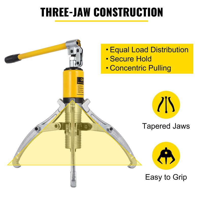 SucceBuy 15 Ton Hydraulic Gear Wheel Bearing Puller Separator Tool Two & Three Adjustable Jaws With Portable Box for Repair Shop