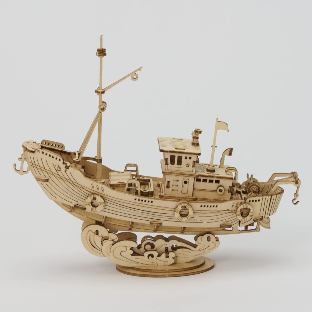 Tsukurun 3D Wood Puzzle TG308 Fishing Boat Instructions desu® (Japanese Included)