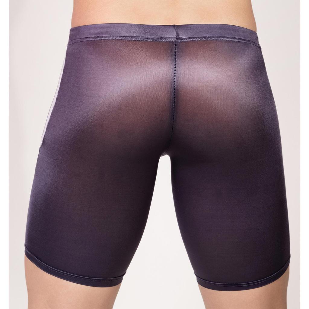 Mens Sheer Bermuda Shorts Bulge Pouch Contrast Trim Stretchy Fitness Nightwear Loungewear