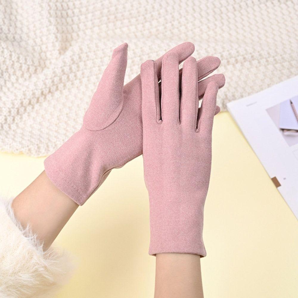 New Dralon Winter Gloves Solid Color Full Finger Full Finger Gloves Coldproof Windproof Driving Mittens Women Girls Gift