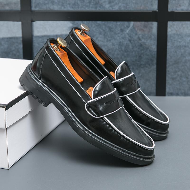 Genuine Leather Men Low-heel Loafers Handmade Slip on Business Casual Shoes Classic Soft Moccasins British Style Driving Shoes
