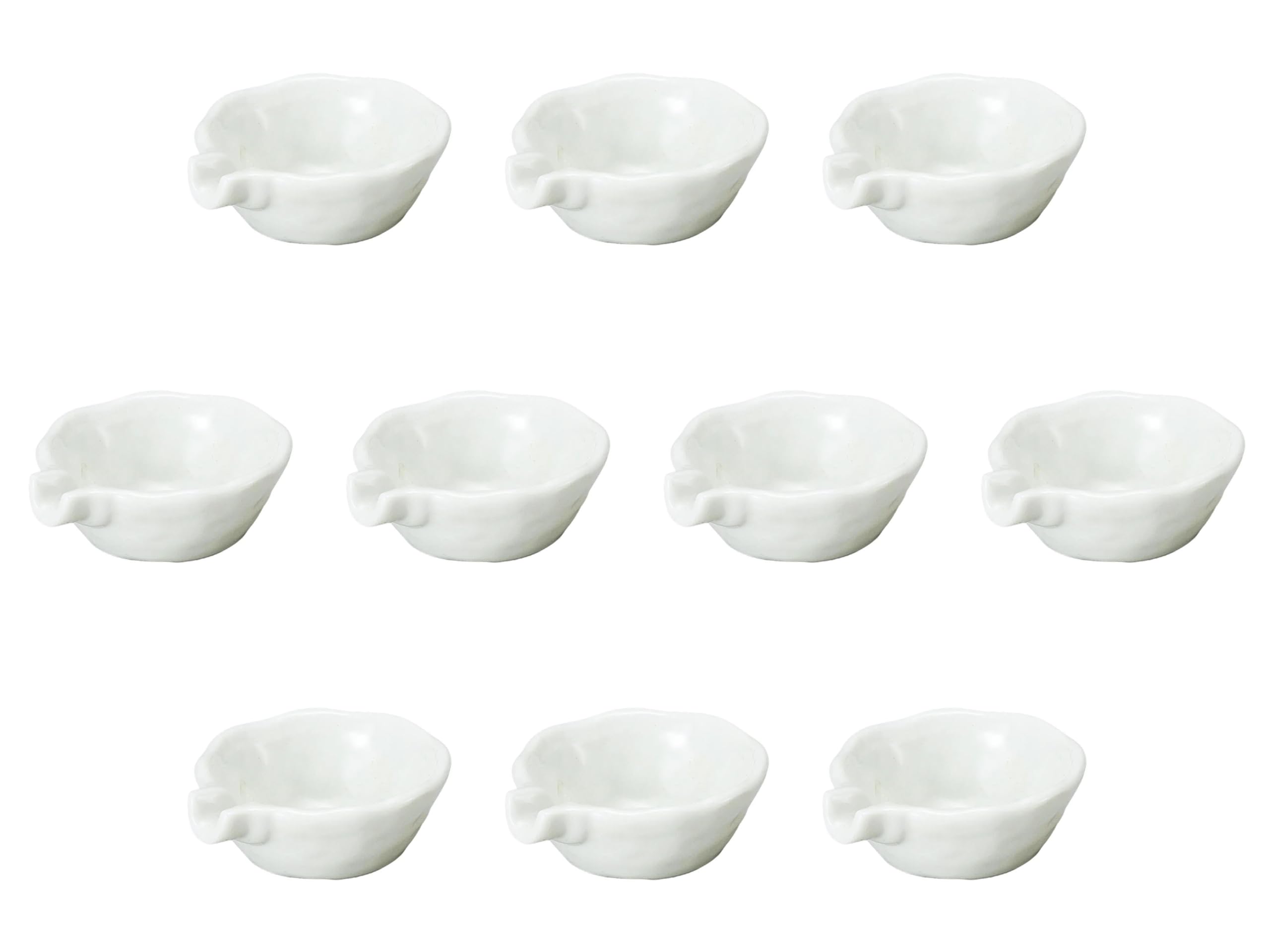

Set of 10 Ivory Katakuchi Small Plates [8 x 7 x 2.5 cm] | Delicacies Setomonohonpo