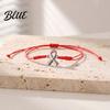 Charity Awareness Ribbon Jewelry 2PCS Hand-woven Braided Bracelets with Metal Pendant Adjustable Cord Hand Woven Wristband Wristbands Daily