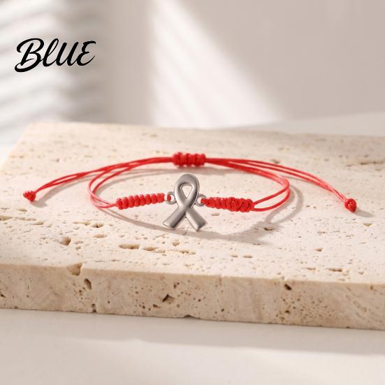 Charity Awareness Ribbon Jewelry 2PCS Hand-woven Braided Bracelets with Metal Pendant Adjustable Cord Hand Woven Wristband Wristbands Daily