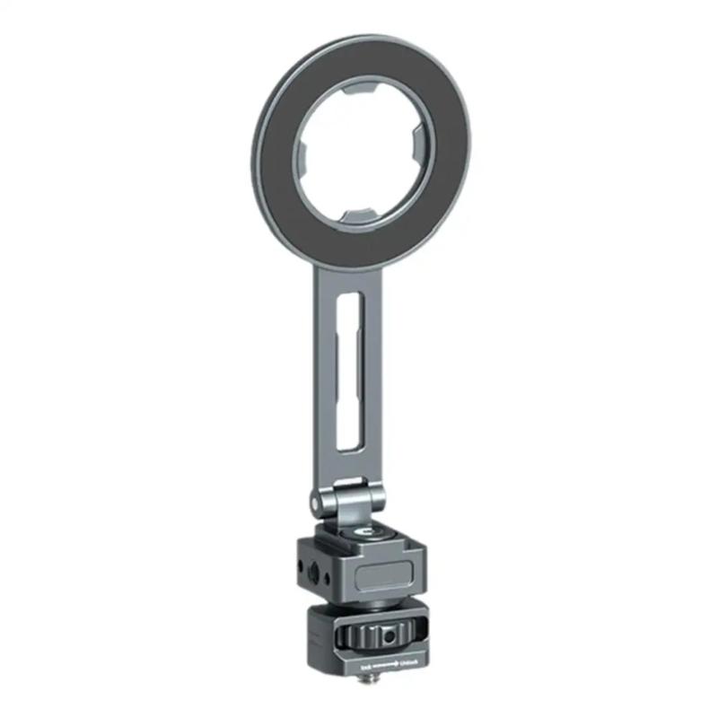 Collapsible Metal Phone Holder Featuring Magnetic Locking System Double Orientation Shoots Cold Shoe Expansion Interface