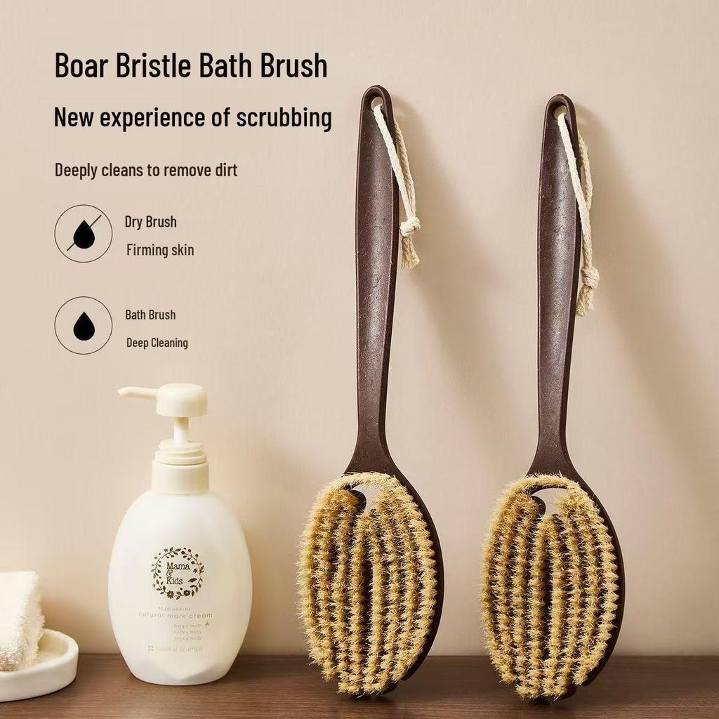 Dual-Use Long Handle Bath & Shower Scrubber with Exfoliating Brush