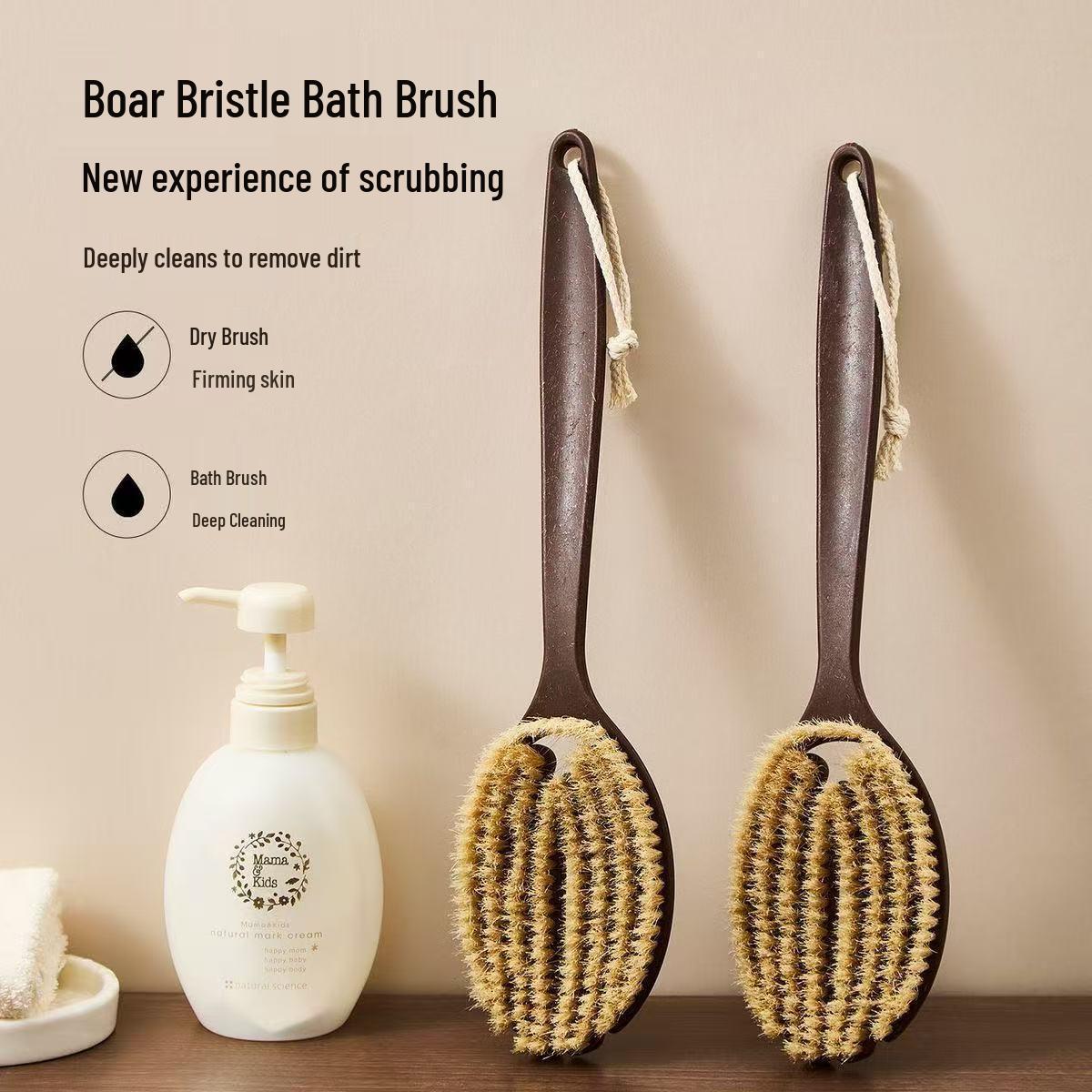 Dual-Use Long Handle Bath & Shower Scrubber with Exfoliating Brush Qiaohe