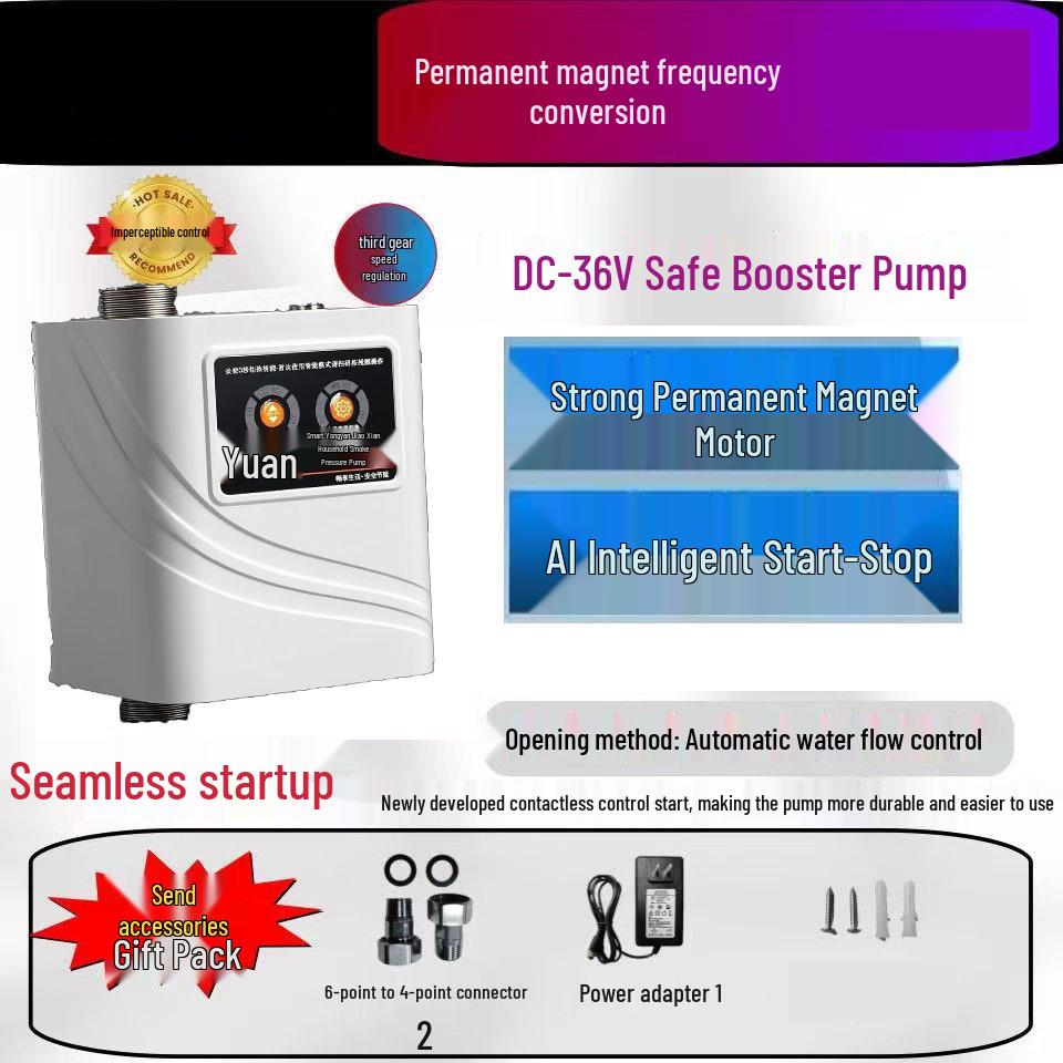 Pompa Booster Scaldabagno a Frequenza Variabile 36V/24V Alimentata a Energia Solare, Soffione Doccia a Tensione Sicura 220 RPM