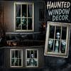 Halloween Geist Kinder Stoff Fensteraufkleber 120x80cm 2 Stück Dekorative Wandaufkleber für den Innenbereich mit aufgedrucktem Horror-Design