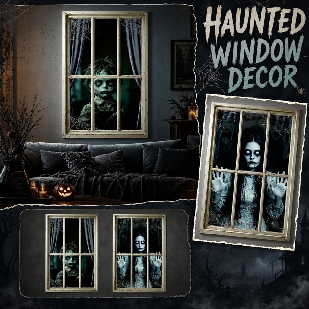 Girls Halloween Fabric Wall Decal - 2-Pack Window Sticker, 12080cm, Removable Decorative Decal for Bedroom Living Room Window