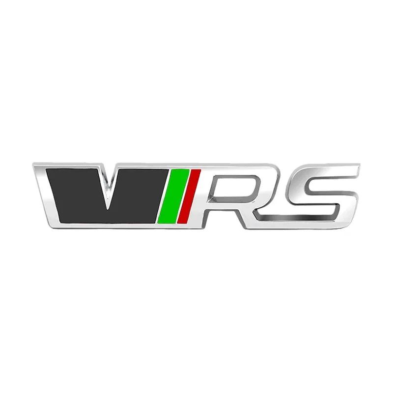 KIAY9 For Skoda 3D Metal Silver Black Logo VRS Emblem Car Fender Badge Trunk Decal For Skoda Fabia Kodiaq MK2 MK3 A7 A5 VRS Stikcer Ac