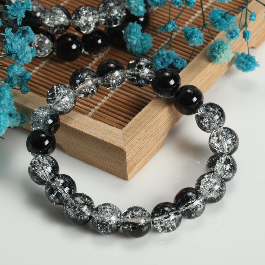 10mm Cracked Flower Glass Beaded Bracelets, Multi-Color Y2K Sweet Cool Style Bracelets for Women Fashion Jewelry Accessories