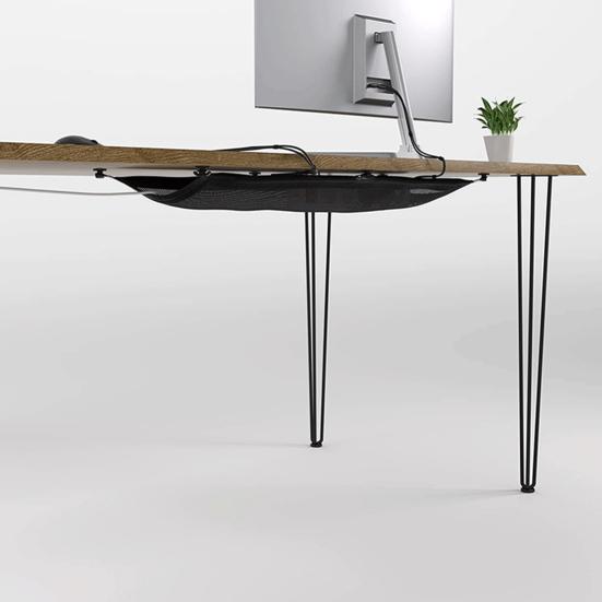 Under-Table Cord Management Net Storage Pocket Simple Installation Flexible Cables Wires Storage