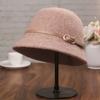 Belt buckle wool foreign daughter hat top hat women's autumn and winter bucket hat Hepburn rich daughter high sense
