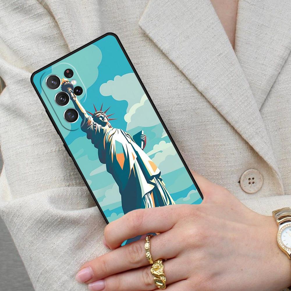 America Statue of Liberty Cell Phone Case for Samsung Galaxy S26 Ultra S25 S24 S23 S22 S21 S20 Note10 Cover