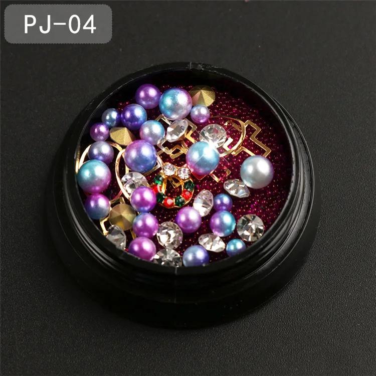 Mixed Colorful Pearl Willow Ding Jewelry with Irregular Small Beads Sparkling Nail Art Decoration DIY Mermaid Nails Products Set