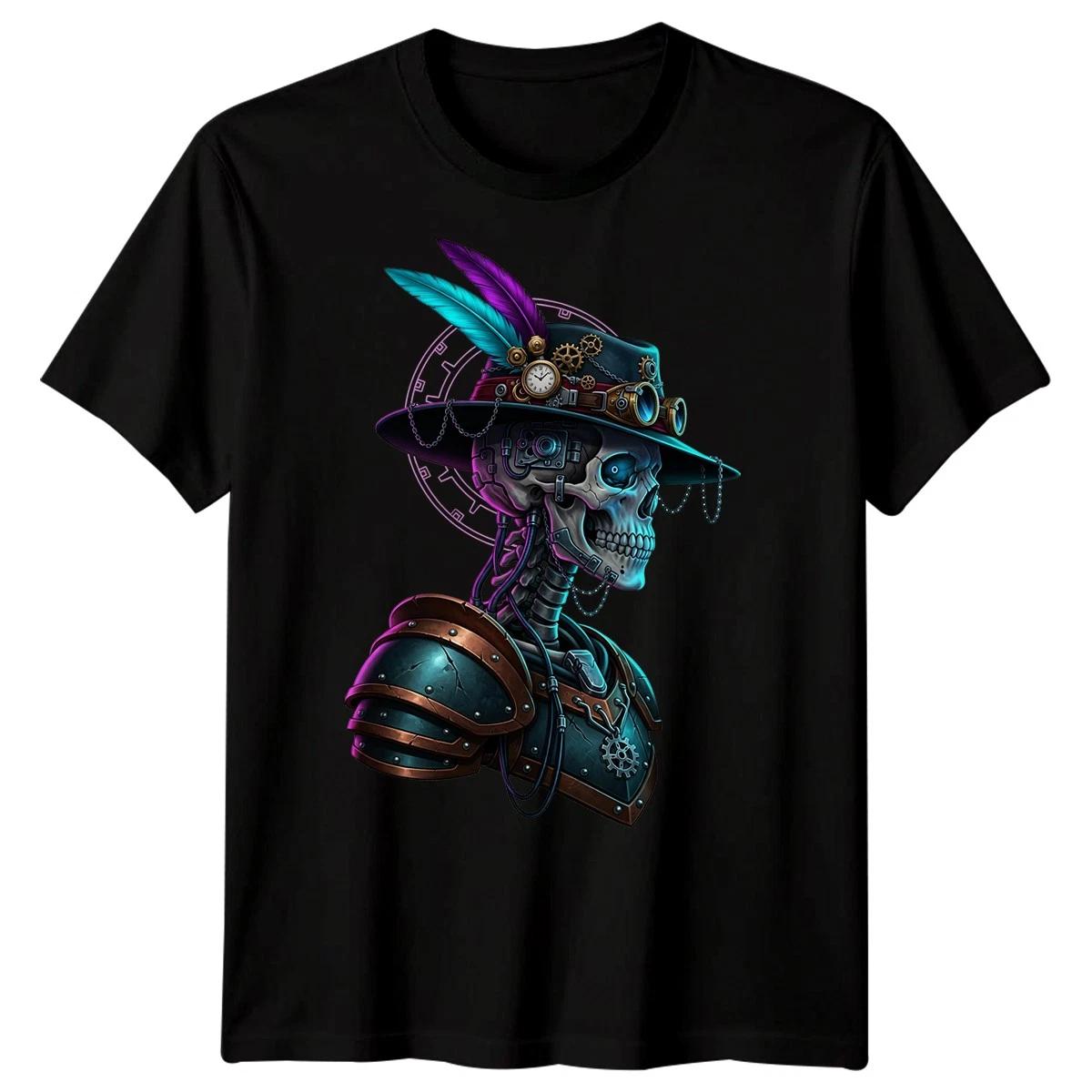 Steampunk Skeleton Fantasy Mens T-Shirt Graphic Gear Hat Design S