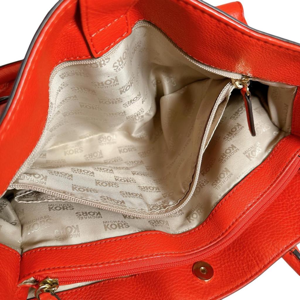 Michael Kors A4 Compatible Shoulder Bag Handbag Leather Red Women Used
