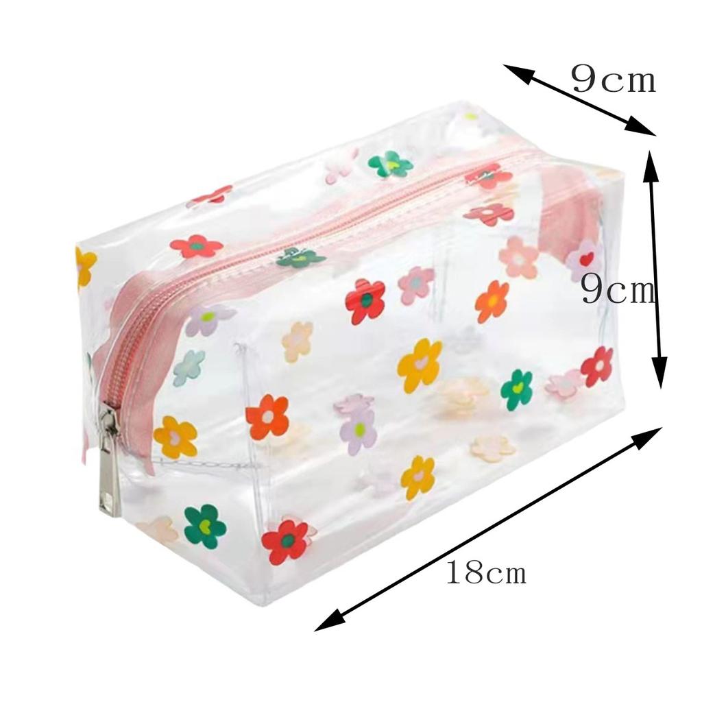 Waterproof Toiletry Organizer Cute Print Avocado Flower Peach Travel Cosmetic Bag Transparent Makeup Bags for Women Girls Clear