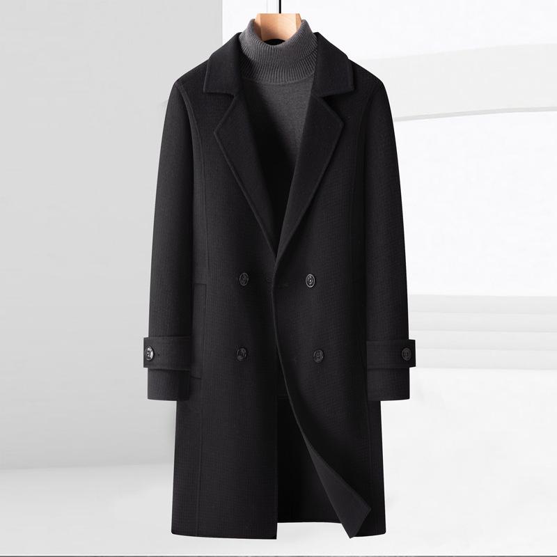 

Молодежное шерстяное пальто с длинными рукавами свободного покроя, мужское шерстяное пальто ручной работы на осень и зиму с двумя сторонами 3XL