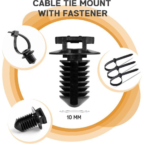 Xislet 160Pcs Nylon Universal Cable Tie Buckle Zip Tie Clips Automotive Rivet Push Mount Zip Ties Compatible With Cars Boat Trailer Polaris UTV Jeep