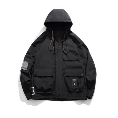 Outdoor Hiking Waterproof Hooded Trench Jacket Spring and Fall Casual Multi-pocket Couple Dress