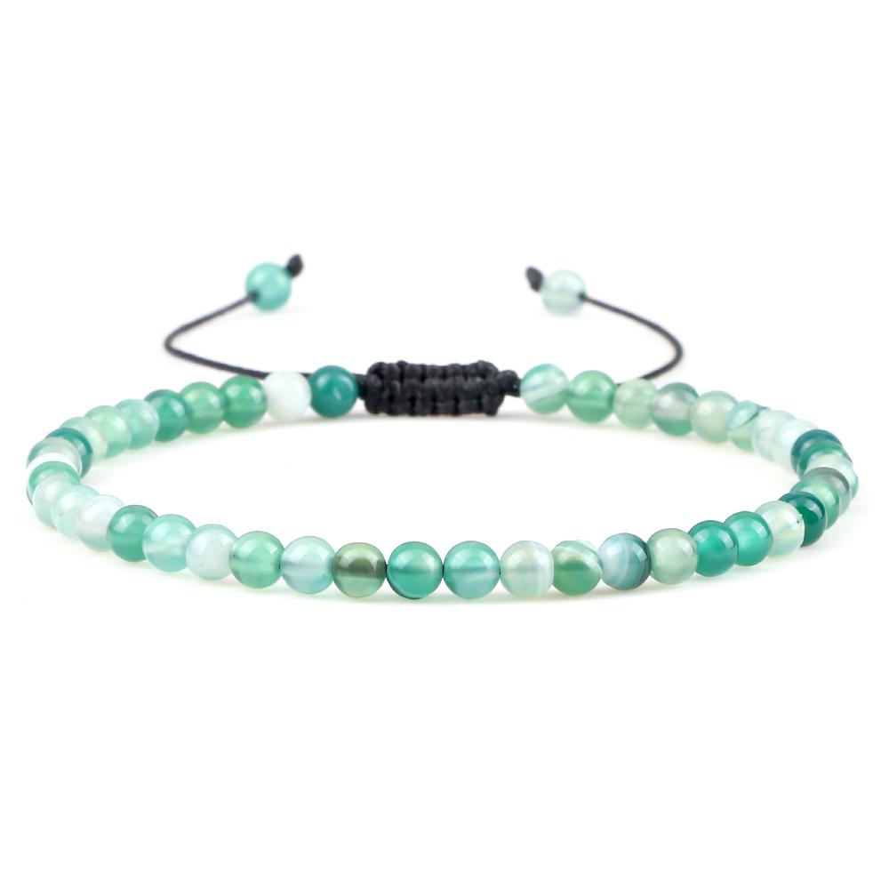 Adjustable 4mm Chakra Beads Bracelet Mini Natural Stone Agats Lava Tiger Eye Beaded Bracelets & Bangles Women Men Gift Jewelry