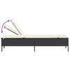 Sun Lounger with Table and Cushion Black Poly Rattan