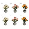 Pink Ceramic Base LED Three Tulip Night Light Artificial Flower Pot Bedroom Bedside Lamp Gift For Best Friend Ins Girly