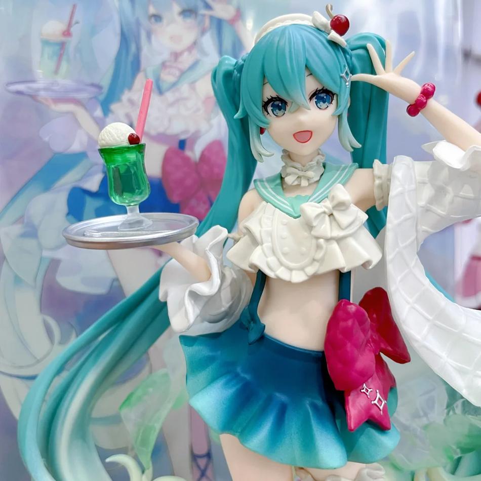 18CM Anime Hatsune Miku Figure Sweet Sweets Melon Soda Float Standing Figure Cute Toy Gift Collection Aciton Figure PVC Dolls