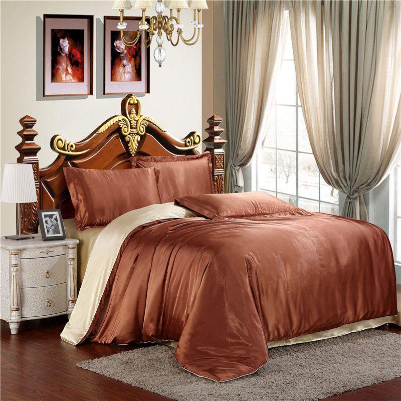 Luxurious Satin Silk Bedding Set 4pc With Comfortable Fitted Sheet And Pillow Case