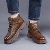New Men's 2024 Winter Fashion High-top Shoes British Style Outdoor Casual Non-slip High-top Retro Lace Trendy Work Boots 38-44