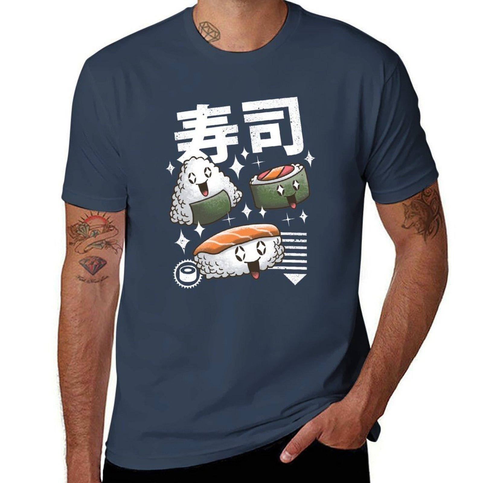 Kawaii Sushi TShirt Big and Tall Crew Neck Tee S