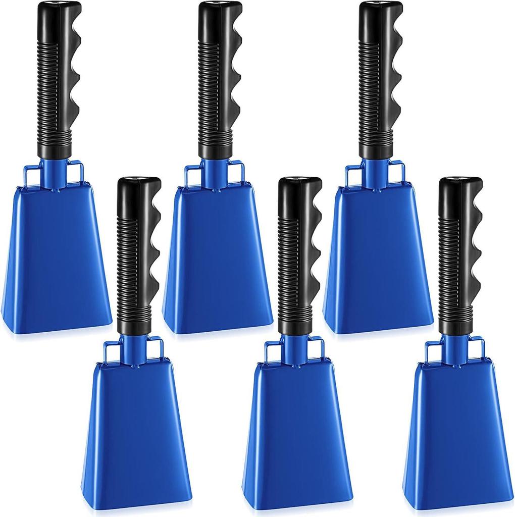 9-Zoll handgekurbelte Kuhglocke für grenzüberschreitende Wettkämpfe und Anfeuern – 8 Zoll lange Handhabe, quadratisches Design
