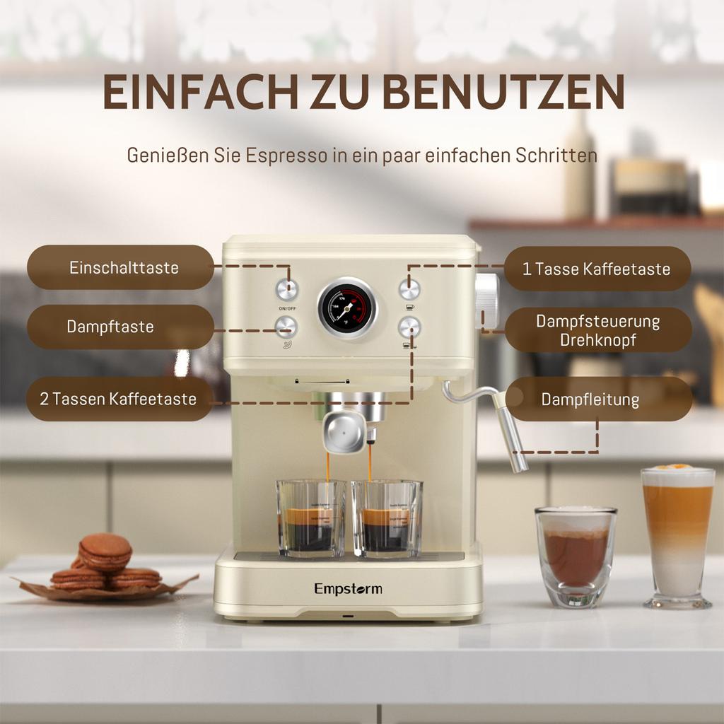 For 04E Electric Semi-Automatic Coffee Maker Cappuccino Espresso Latte Machine for Hotel Outdoor & Car Use 20 Bars Pressure