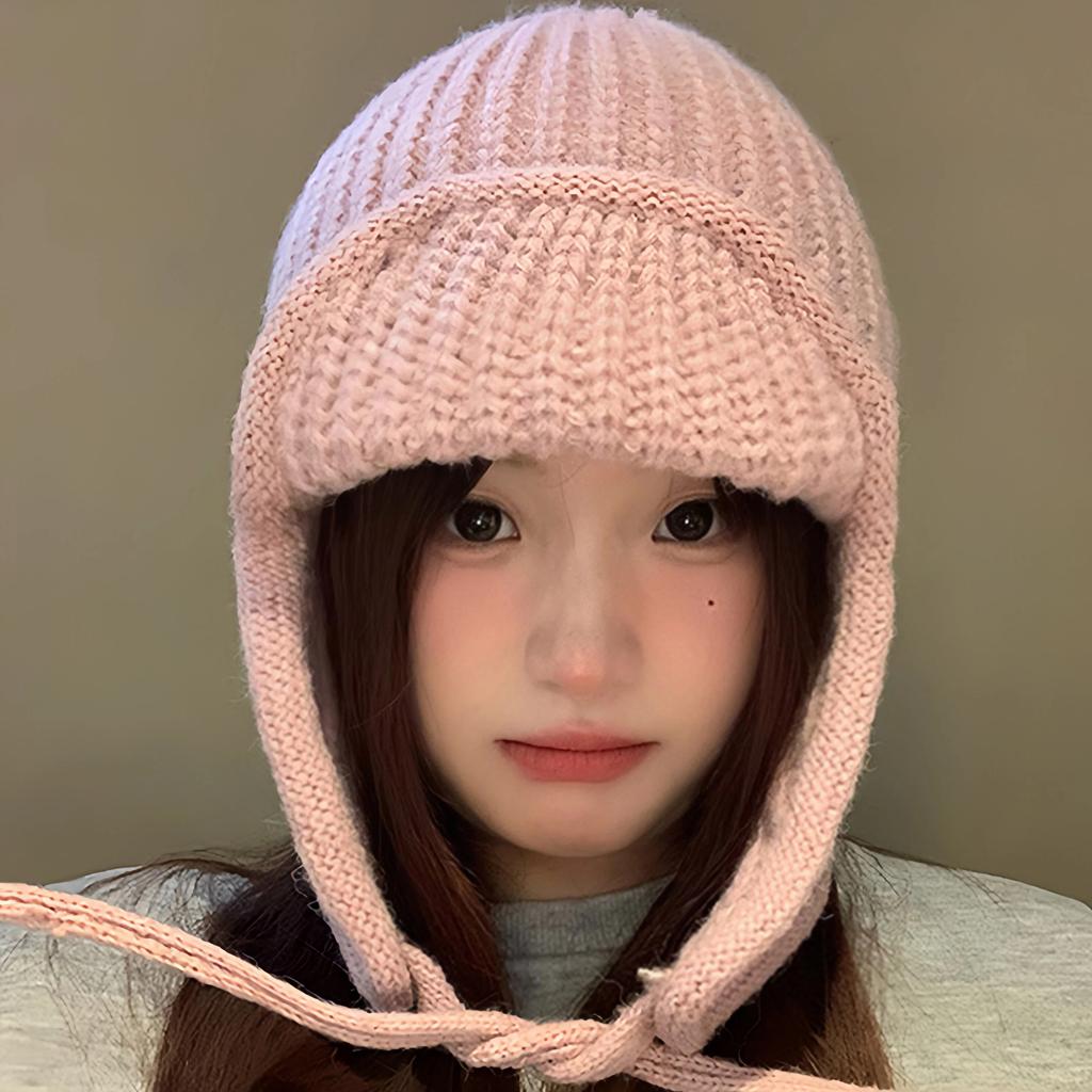 Cute New Young Women Daily Use Performance Ear Protection Country Style Knitted Beanie Hat