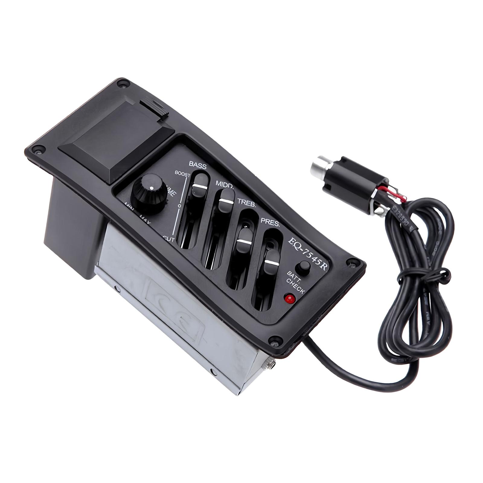 Guitar Pickup System 4 Band EQ Preamp Amplifier with LCD Tuner for Acoustic Guitars Music Sessions чёрный