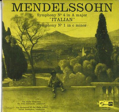LP Record JOHN BARBIROLLI  DAVID JOSEFOWITZ  Mendelssohn Symphony No. 4 In A Maj SMS2235 CONCERT HALL Japan Classical Used