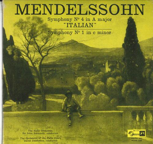 LP deska JOHN BARBIROLLI / DAVID JOSEFOWITZ - Mendelssohn Symfonie č.. 4 V A Maj SMS2235 KONCERTNÍ SÁL Japonsko Klasická Použité