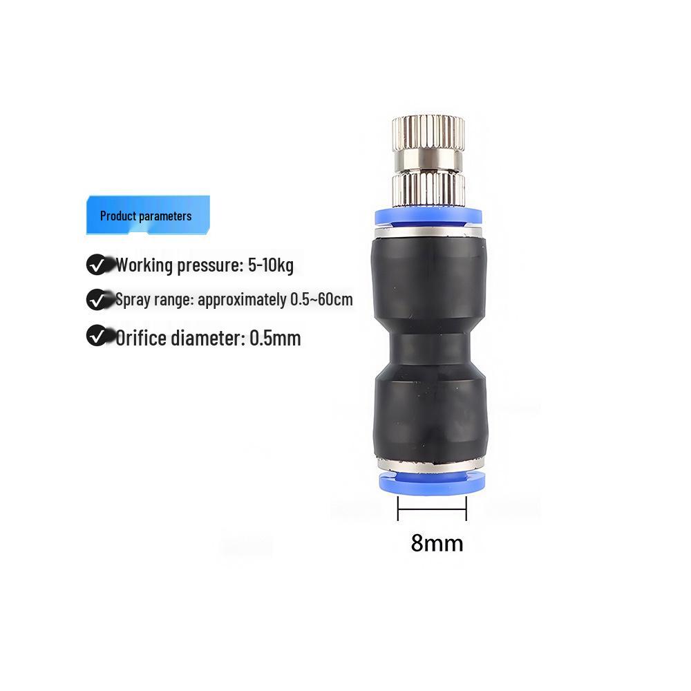 Low-Pressure Quick-Connect Mist Nozzle for Humidification, Dust Control, Seedling Watering, Aquaculture Cooling, and Automated Watering