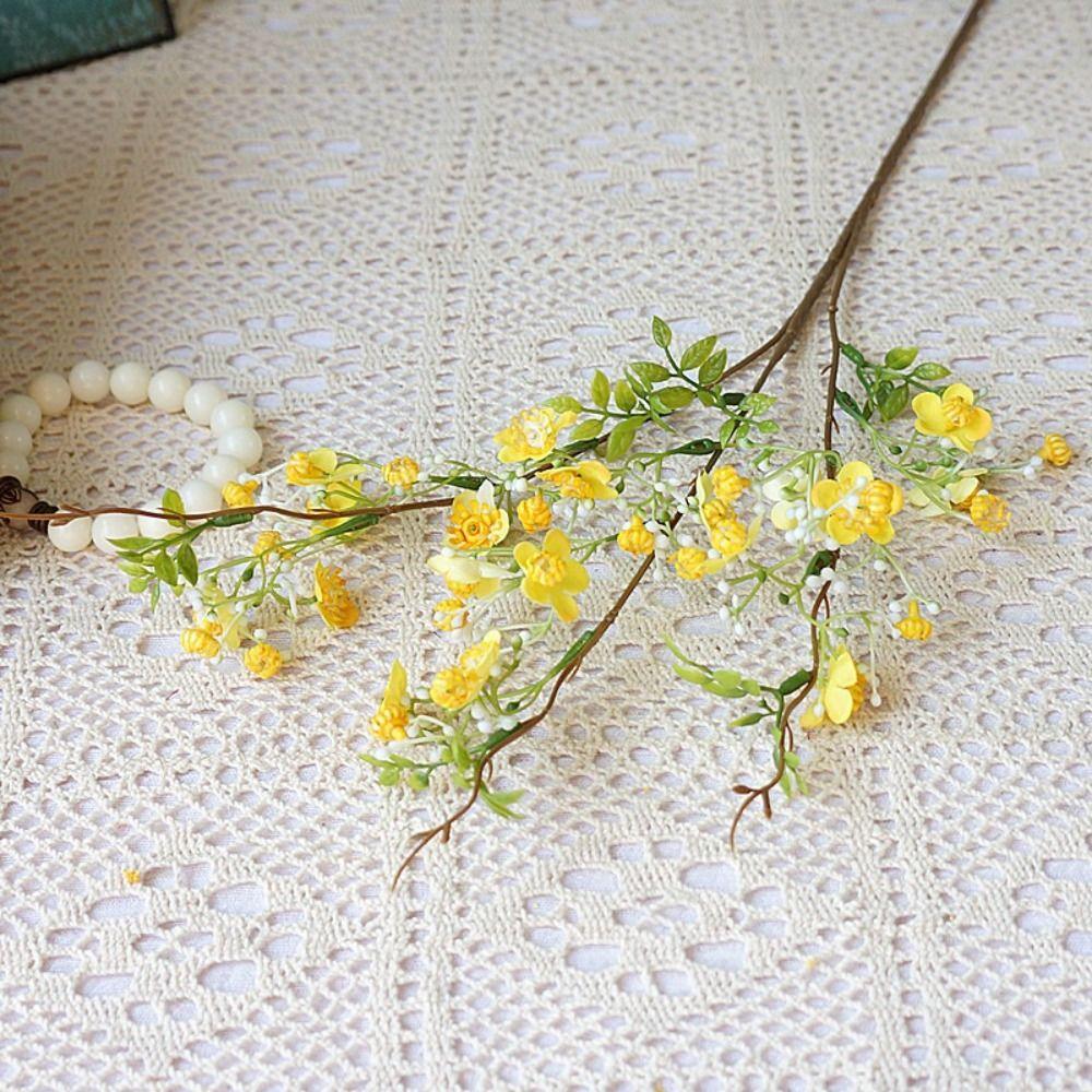 With Leaf Artificial Flower Single Small Flowers Plum Blossom Household Silk Flower  Courtyard