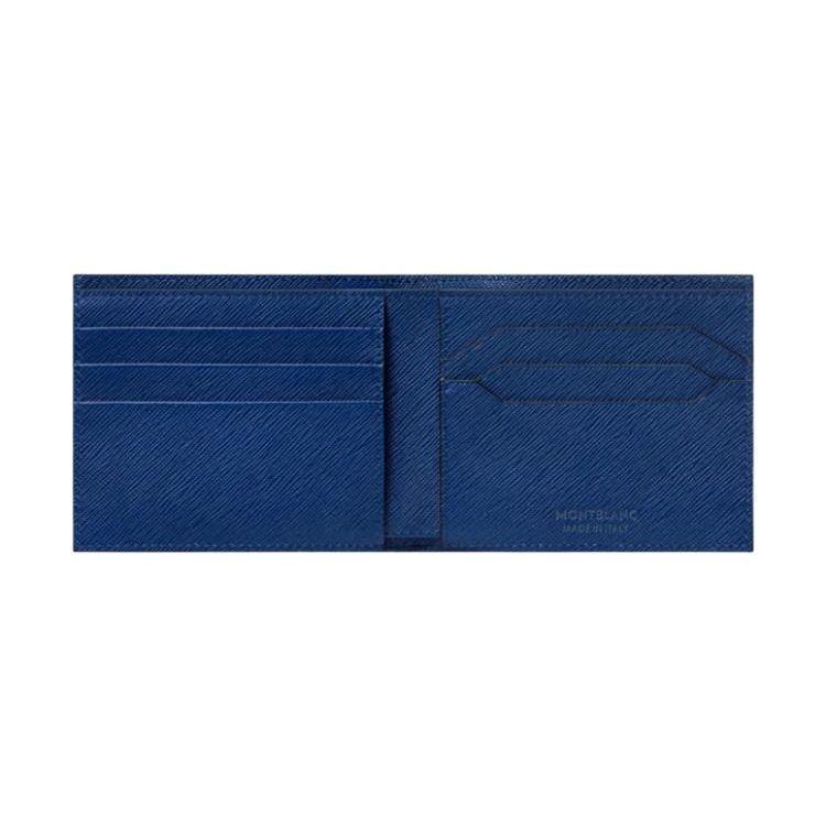 Montblanc Brand Printed Solid Color Six Card Slot Leather Wallet Men Wallets Indigo-Blue 130812