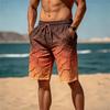 Men's gradient geometric print quick drying beach shorts, breathable and fashionable, suitable for all summer occasions.