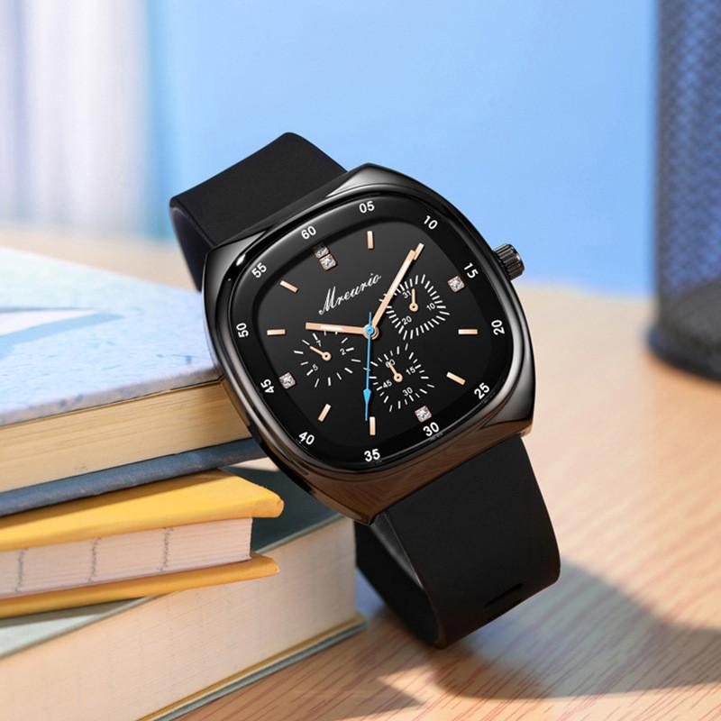 Fashion Silicone Watch Strap With Three Eye Blue Needle Male Quartz Watch For Men