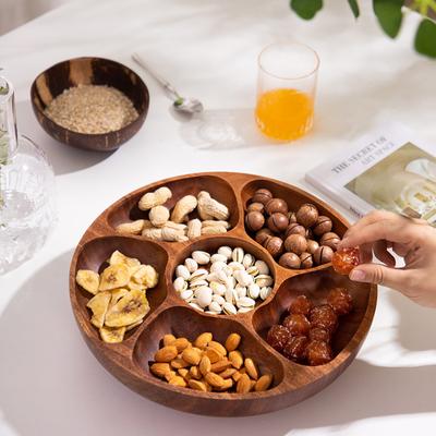 Solid Wood Fruit Tray for Living Room Tea Table Unique Decor Snack Dish Nut Organizer Chinese Storage Tray