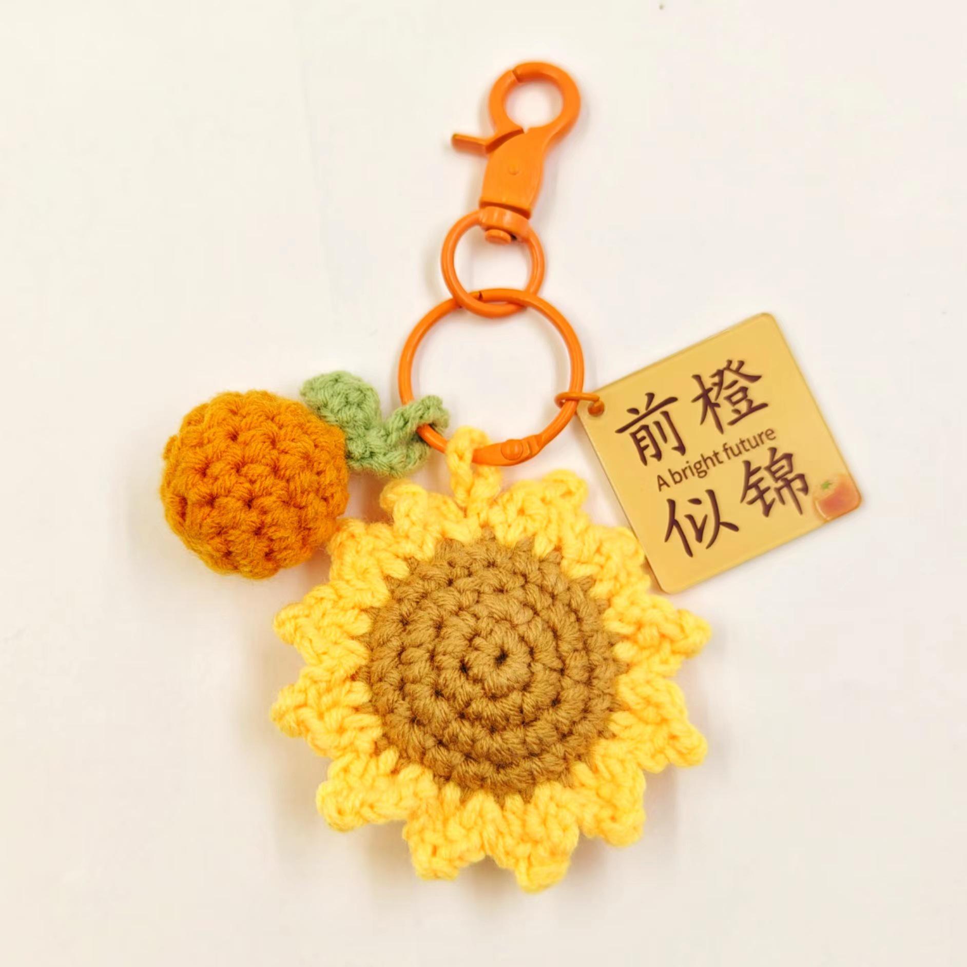 Handmade Yarn Knitting Pendant & No Worries Keychain