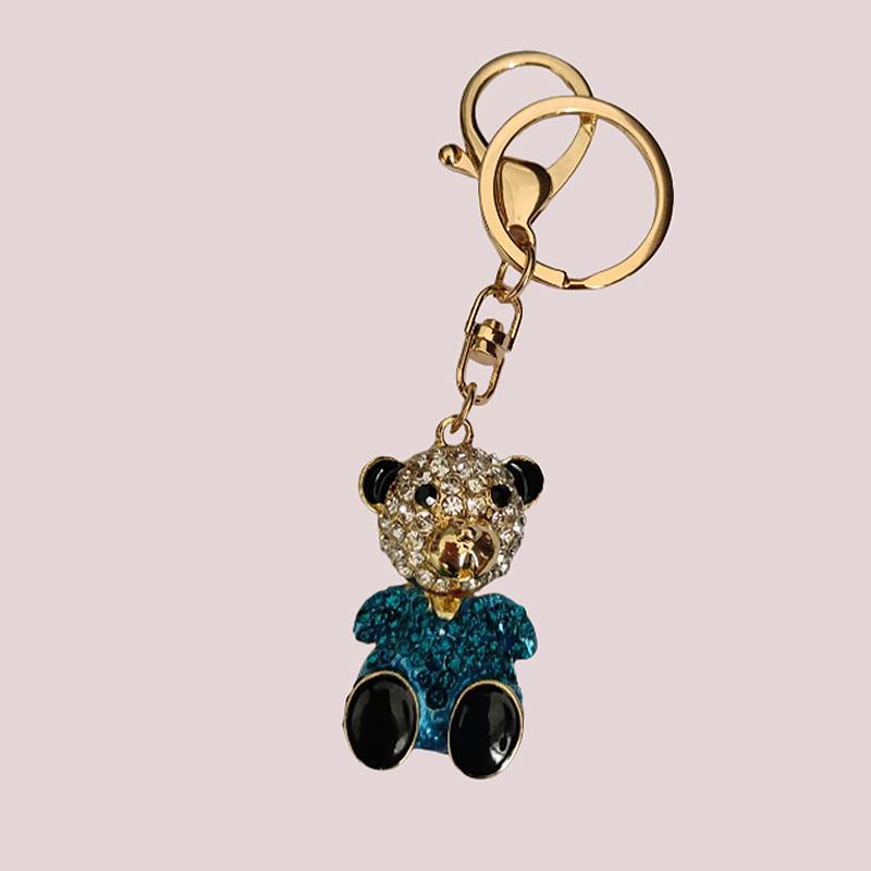 Chinese Style Lion Dance Rhinestone Metal Keychain Small Pendant Creative Backpack Keychain
