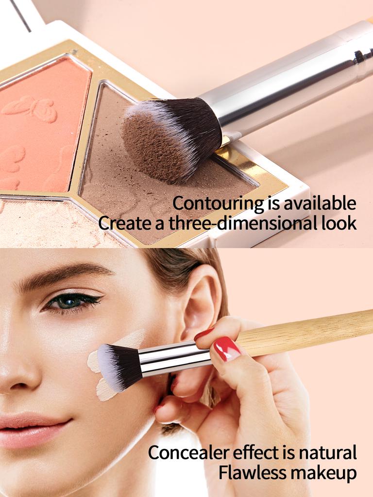 Portable slantedround-head concealerbrush,foundationbrush,soft-bristled makeuptool,precisely conceals darkcircles and acne marks