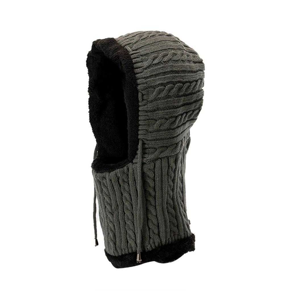 Men Women Warm Crochet Winter Plus Velvet Thickening Slouchy Siamese Collar Hat